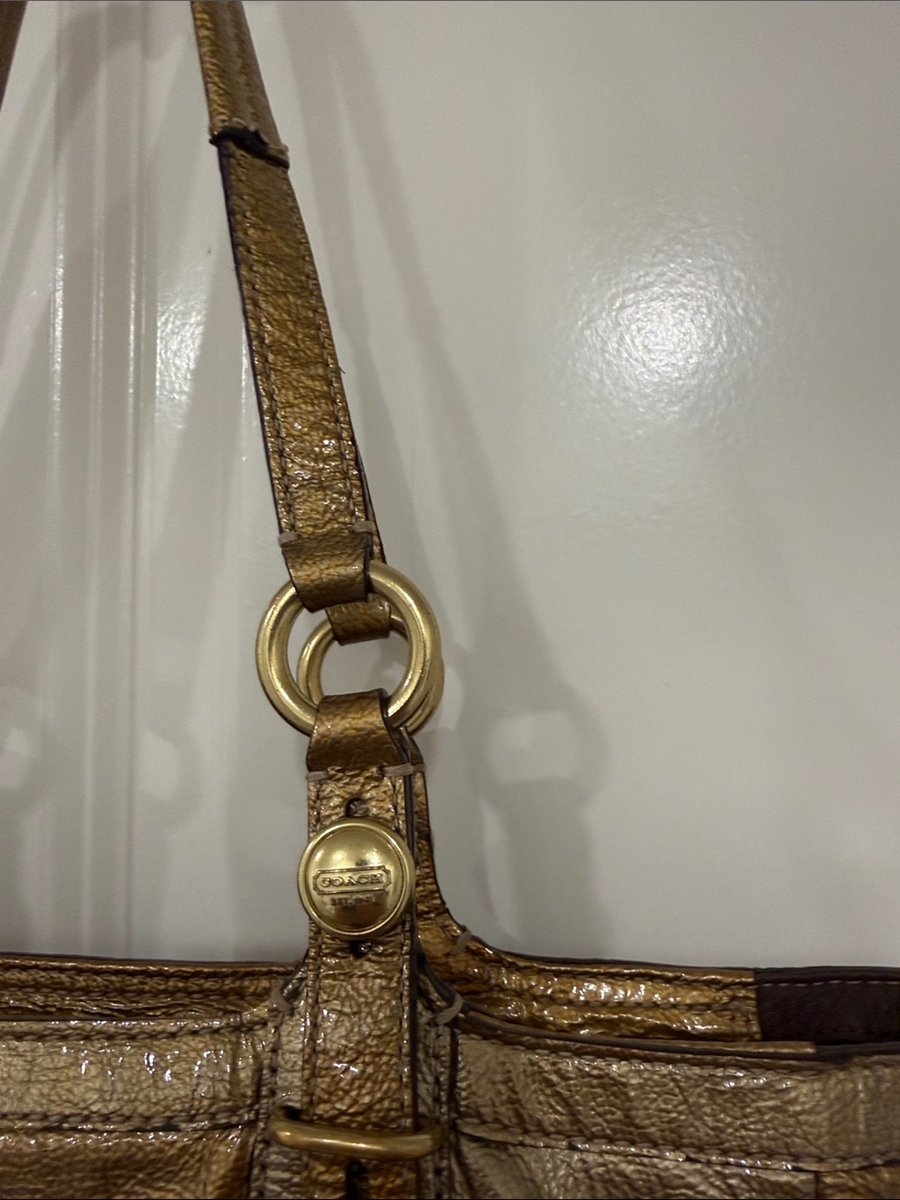 Coach Metallic Gold Leather Shoulder Tote
